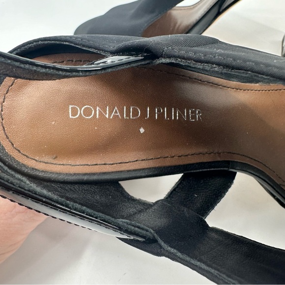 Donald Pliner Katya Block Heels Black Open Toe Slingback Sandel 8.5 Straps - Picture 6 of 11